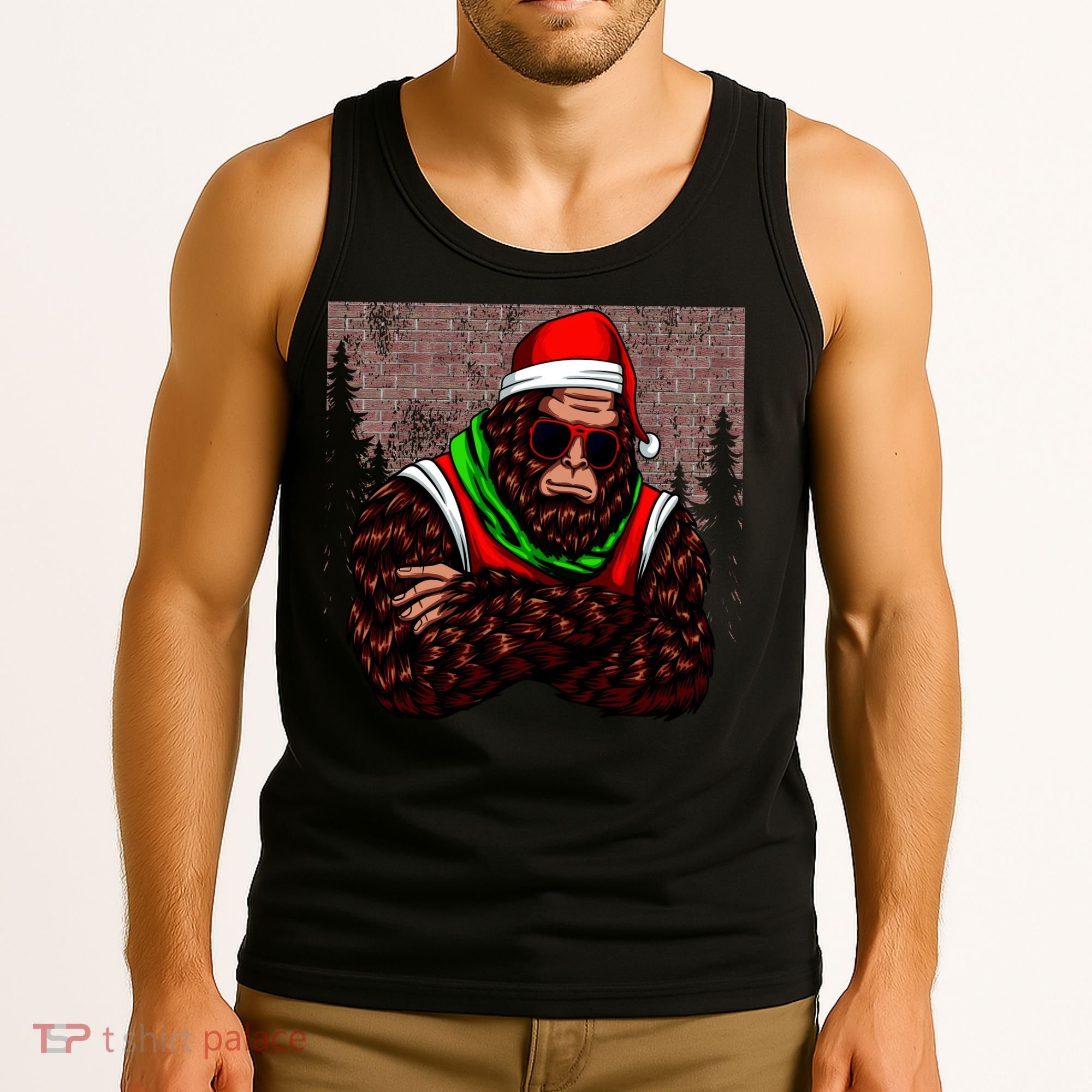 Bigfoot Funny Christmas Hipster Tank Top