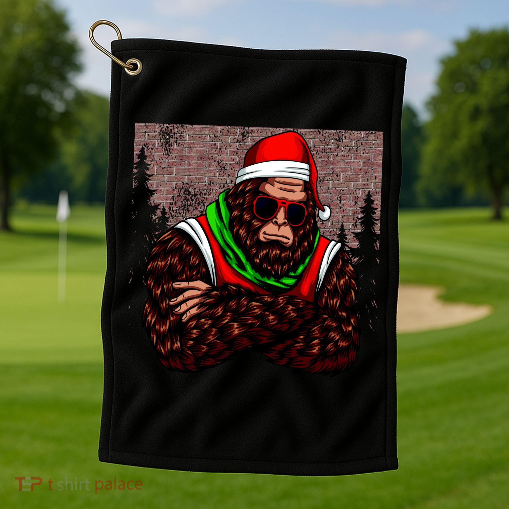 Bigfoot Funny Christmas Hipster Golf Towel