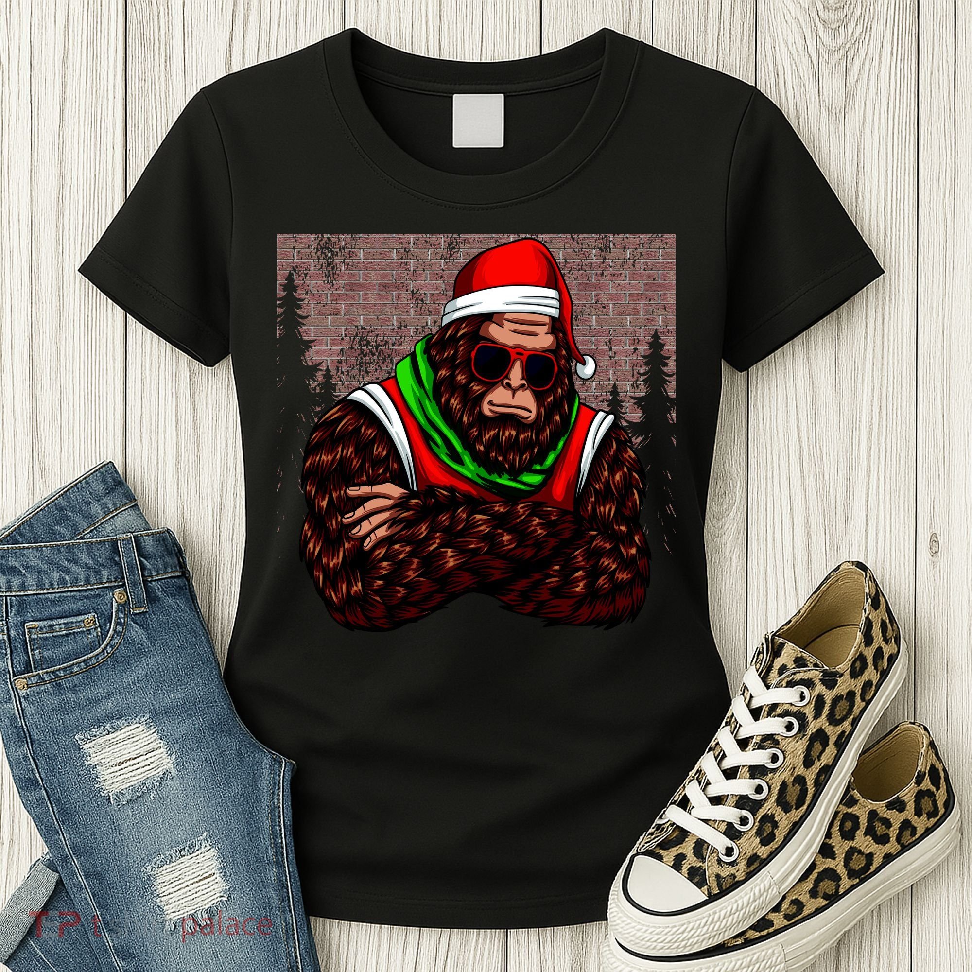 Bigfoot Funny Christmas Hipster Women's T-Shirt