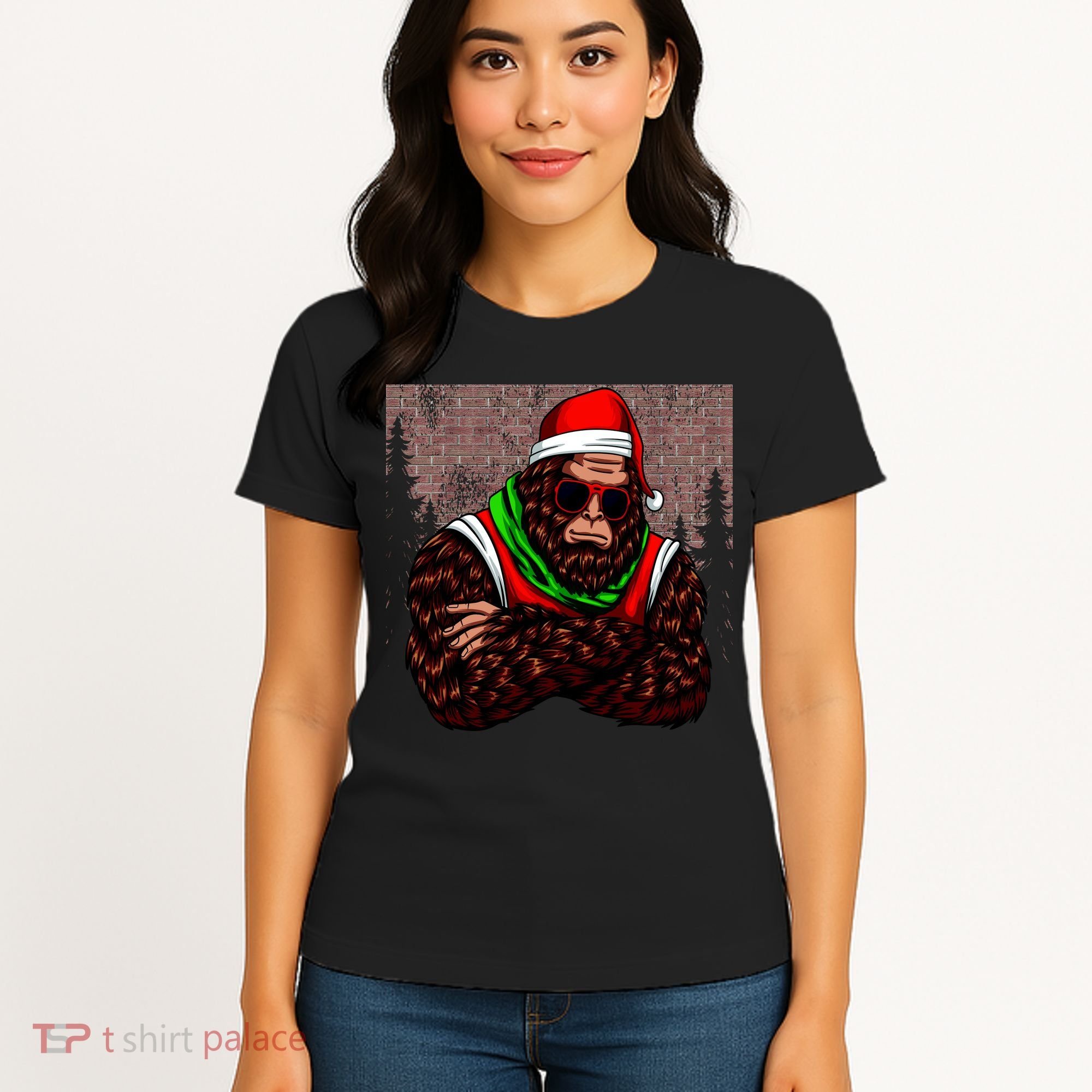 Bigfoot Funny Christmas Hipster Women's T-Shirt