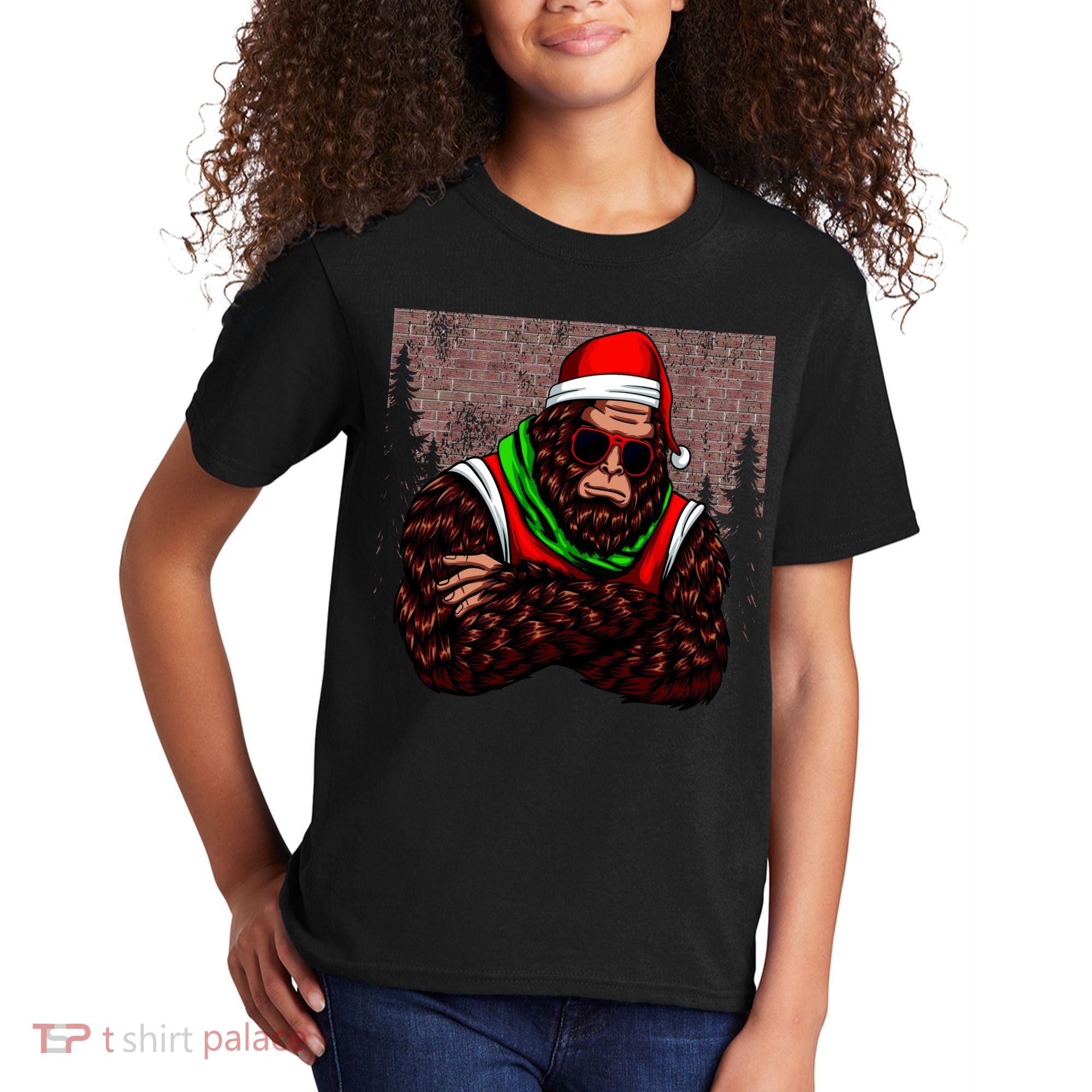 Bigfoot Funny Christmas Hipster Kids T-Shirt