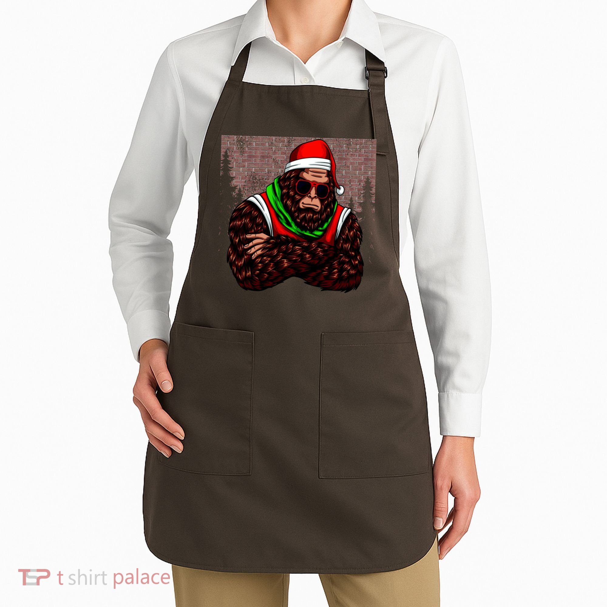 Bigfoot Funny Christmas Hipster Apron