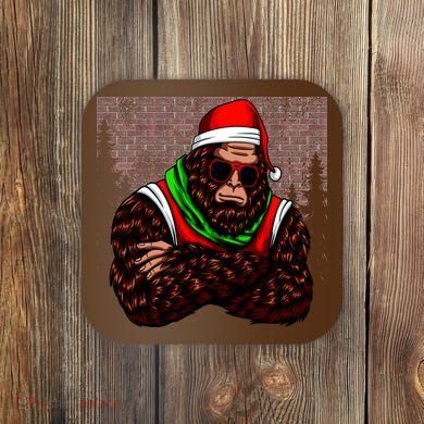 Bigfoot Funny Christmas Hipster Coaster