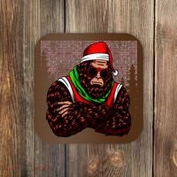 Bigfoot Funny Christmas Hipster Coaster thumb 0