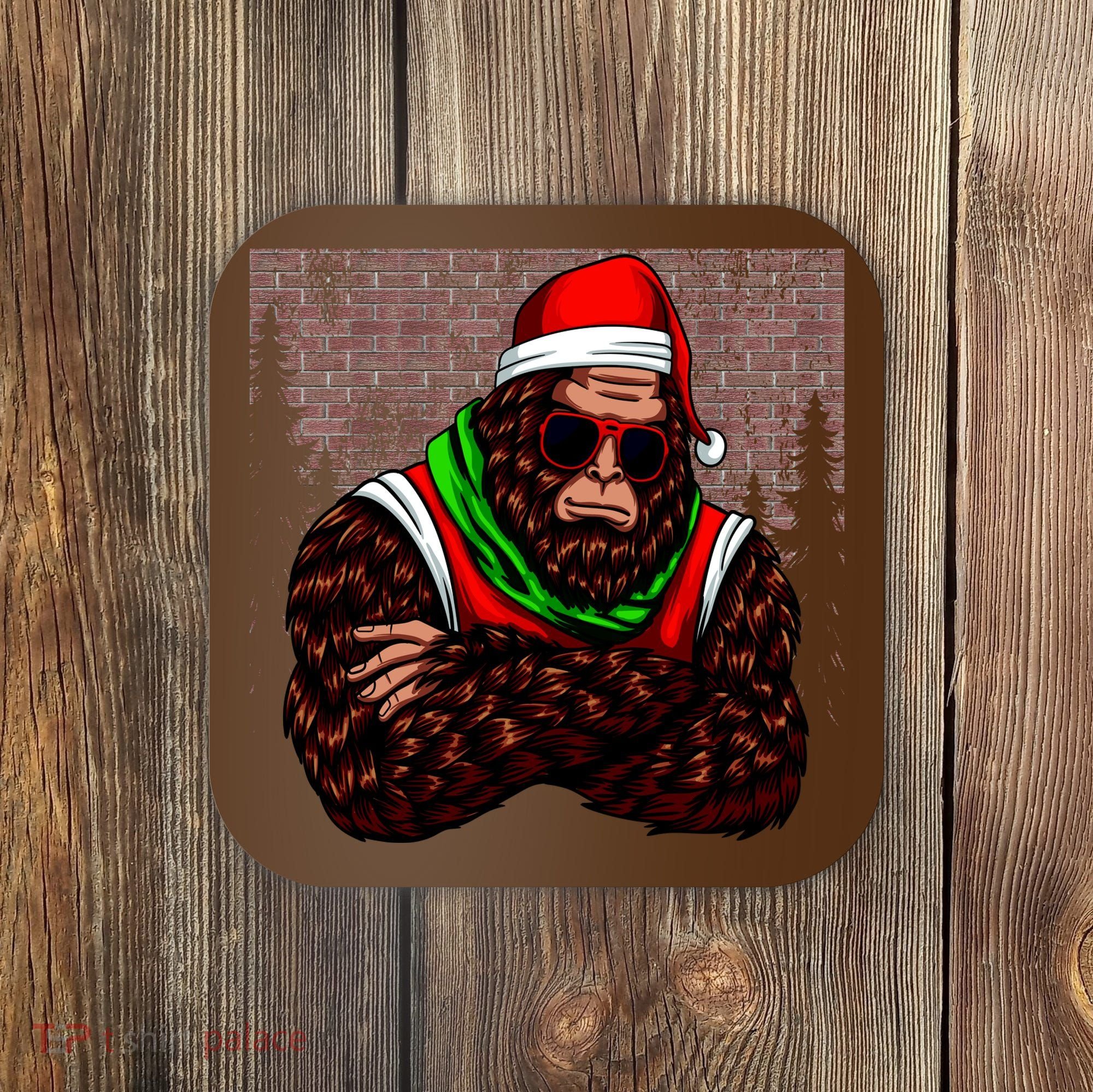 Bigfoot Funny Christmas Hipster Coaster