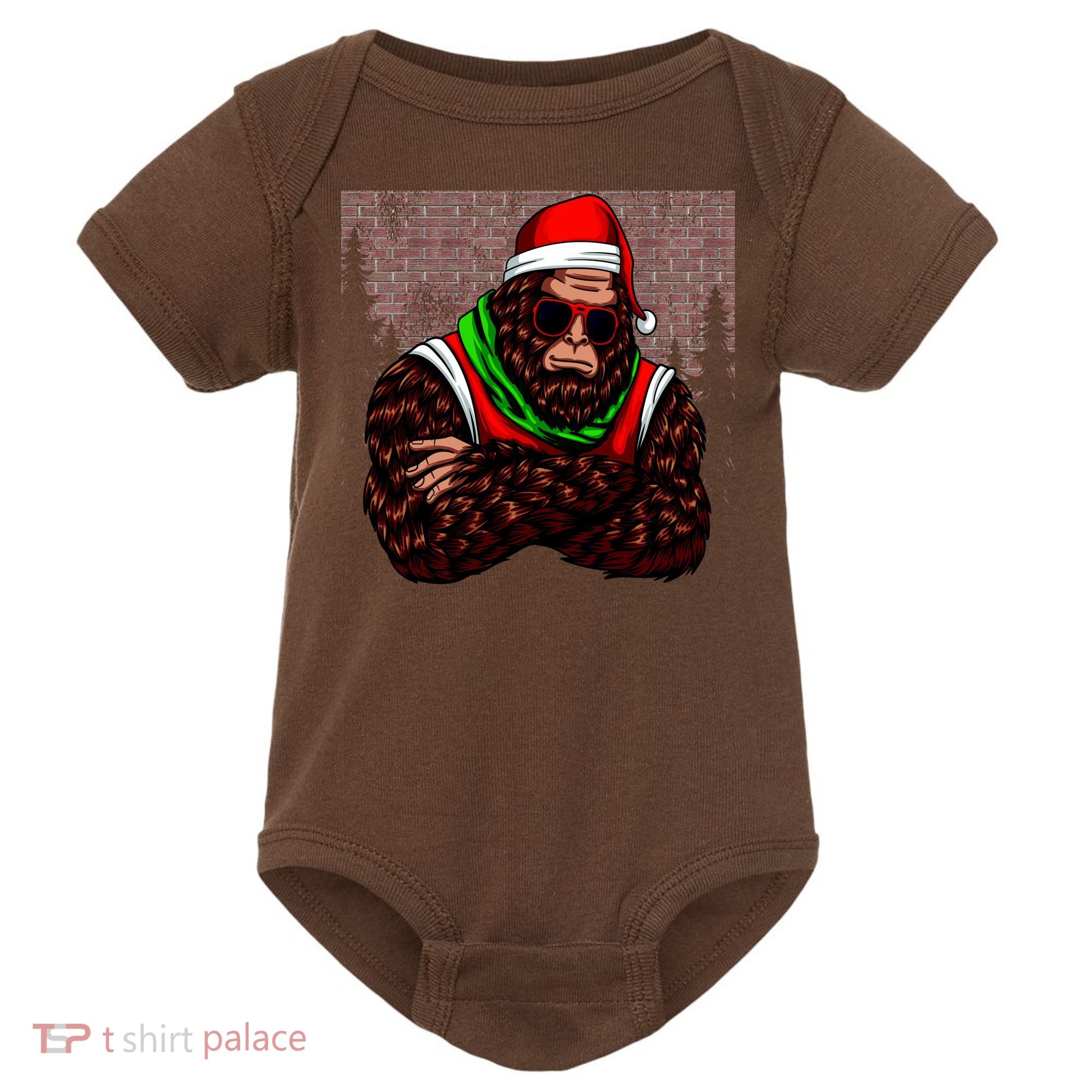 Bigfoot Funny Christmas Hipster Baby Bodysuit