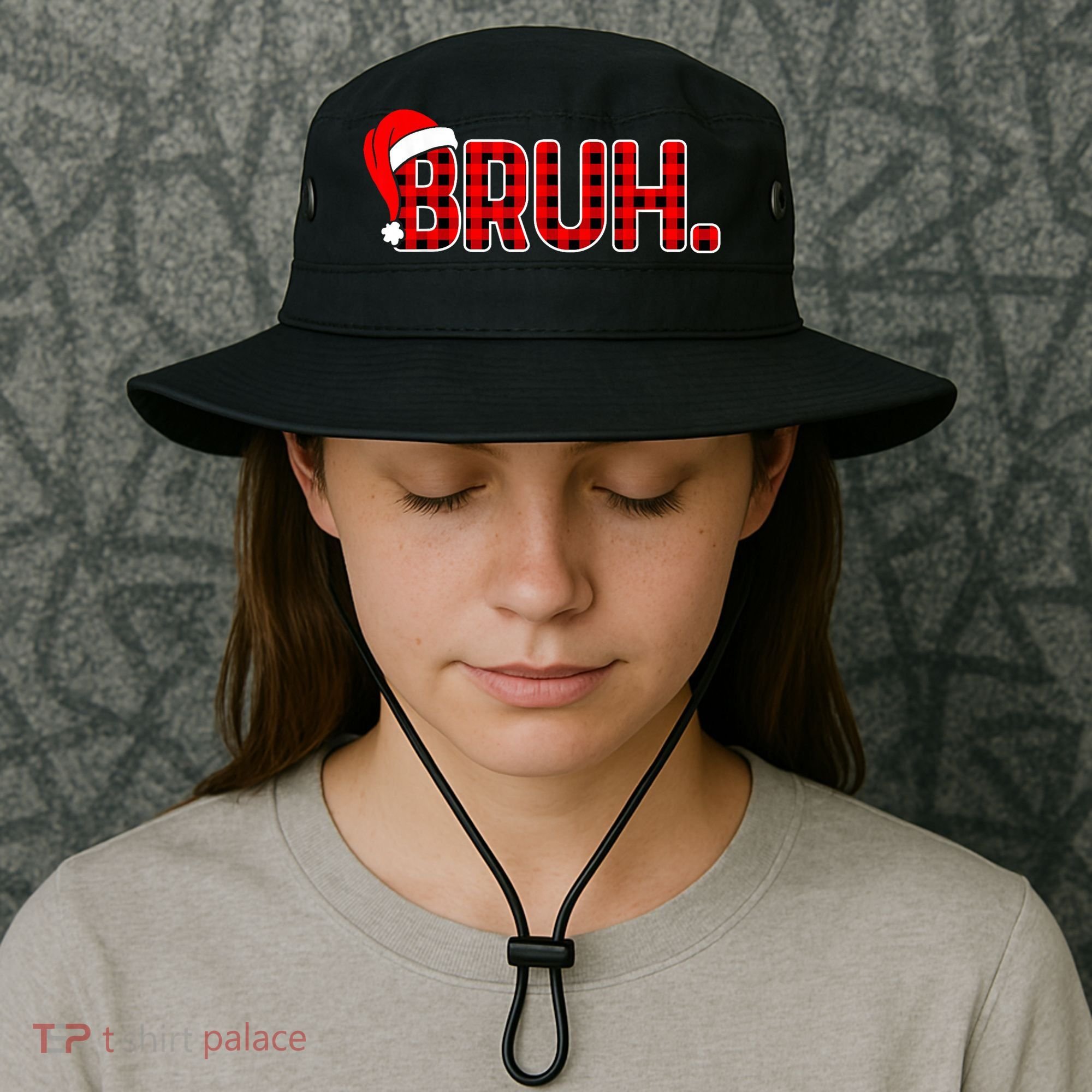 Bruh Funny Christmas Plaid Teens Xmas Pajamas Bucket Hat