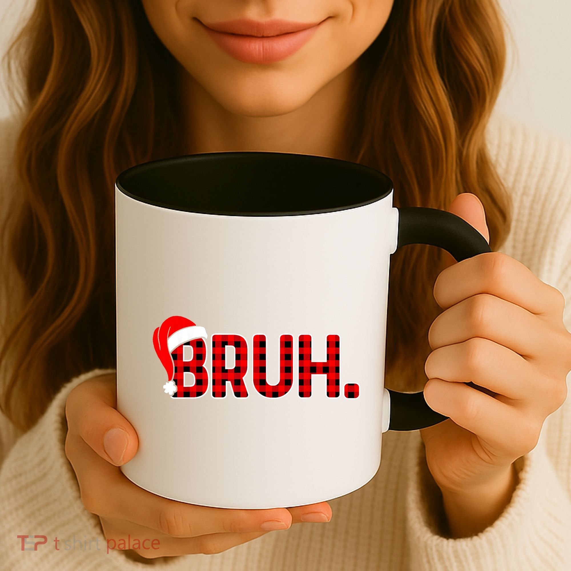 Bruh Funny Christmas Plaid Teens Xmas Pajamas Coffee Mug