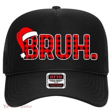 Bruh Funny Christmas Plaid Teens Xmas Pajamas Hat