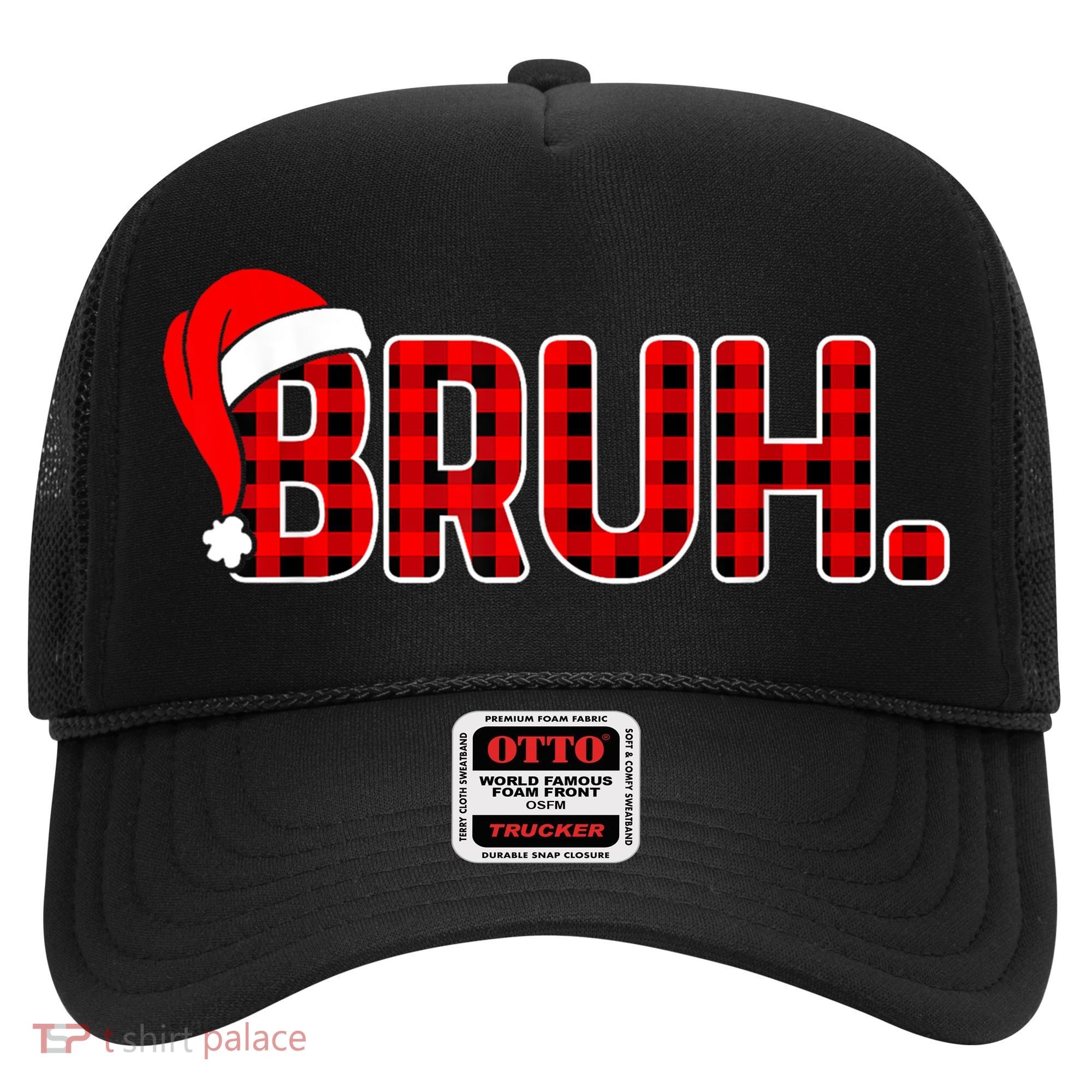 Bruh Funny Christmas Plaid Teens Xmas Pajamas Hat