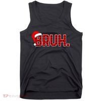 Bruh Funny Christmas Plaid Teens Xmas Pajamas Tank Top thumb 0