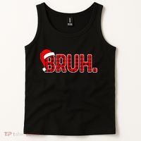 Bruh Funny Christmas Plaid Teens Xmas Pajamas Tank Top thumb 2