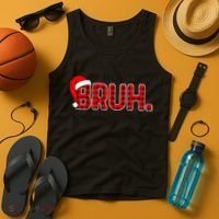 Bruh Funny Christmas Plaid Teens Xmas Pajamas Tank Top thumb 4