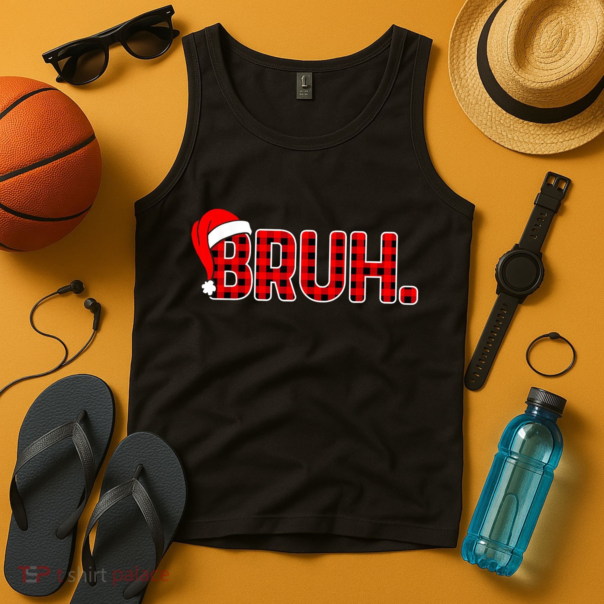 Bruh Funny Christmas Plaid Teens Xmas Pajamas Tank Top