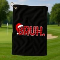 Bruh Funny Christmas Plaid Teens Xmas Pajamas Golf Towel thumb 1