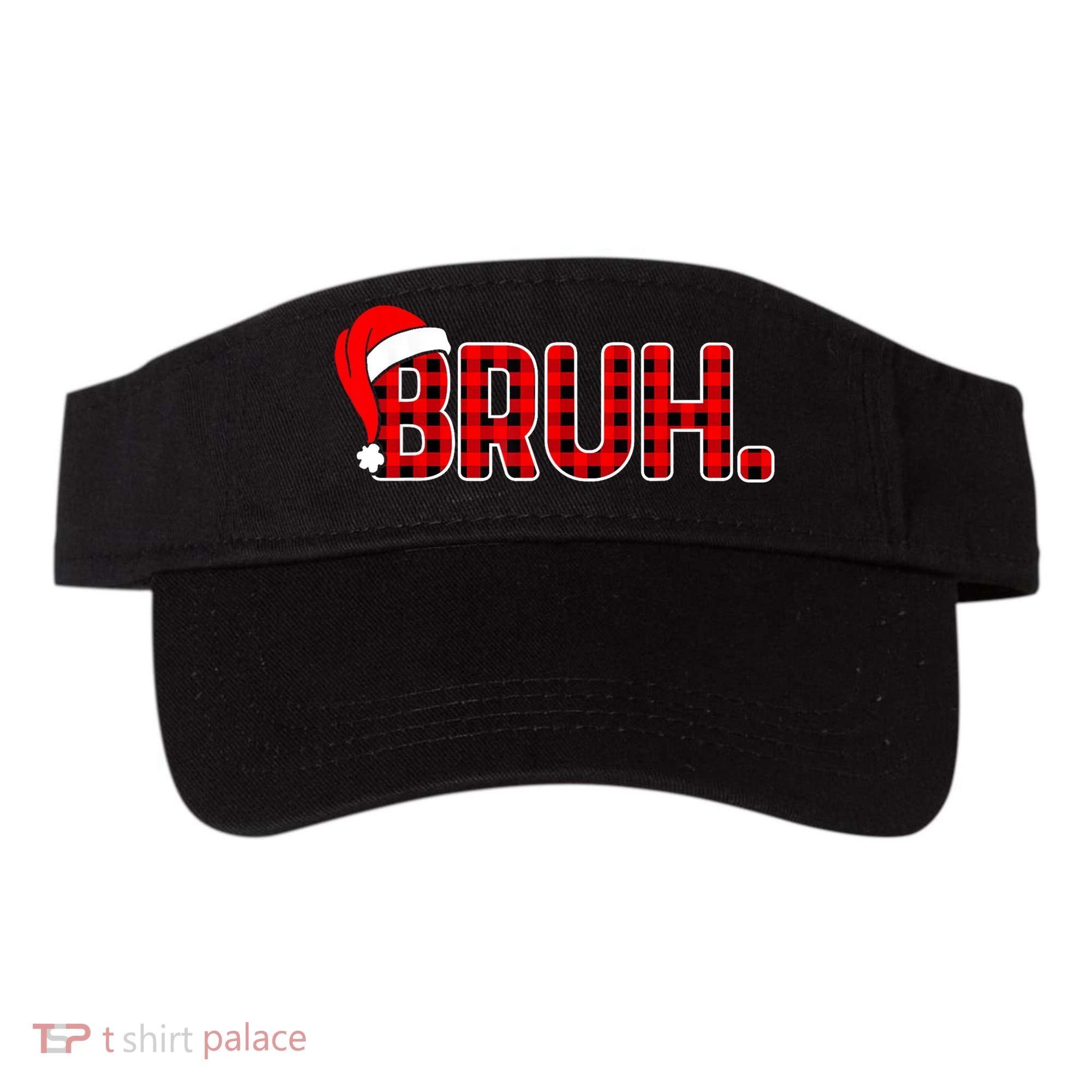 Bruh Funny Christmas Plaid Teens Xmas Pajamas Visor