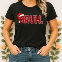 Bruh Funny Christmas Plaid Teens Xmas Pajamas Women's T-Shirt thumb 2