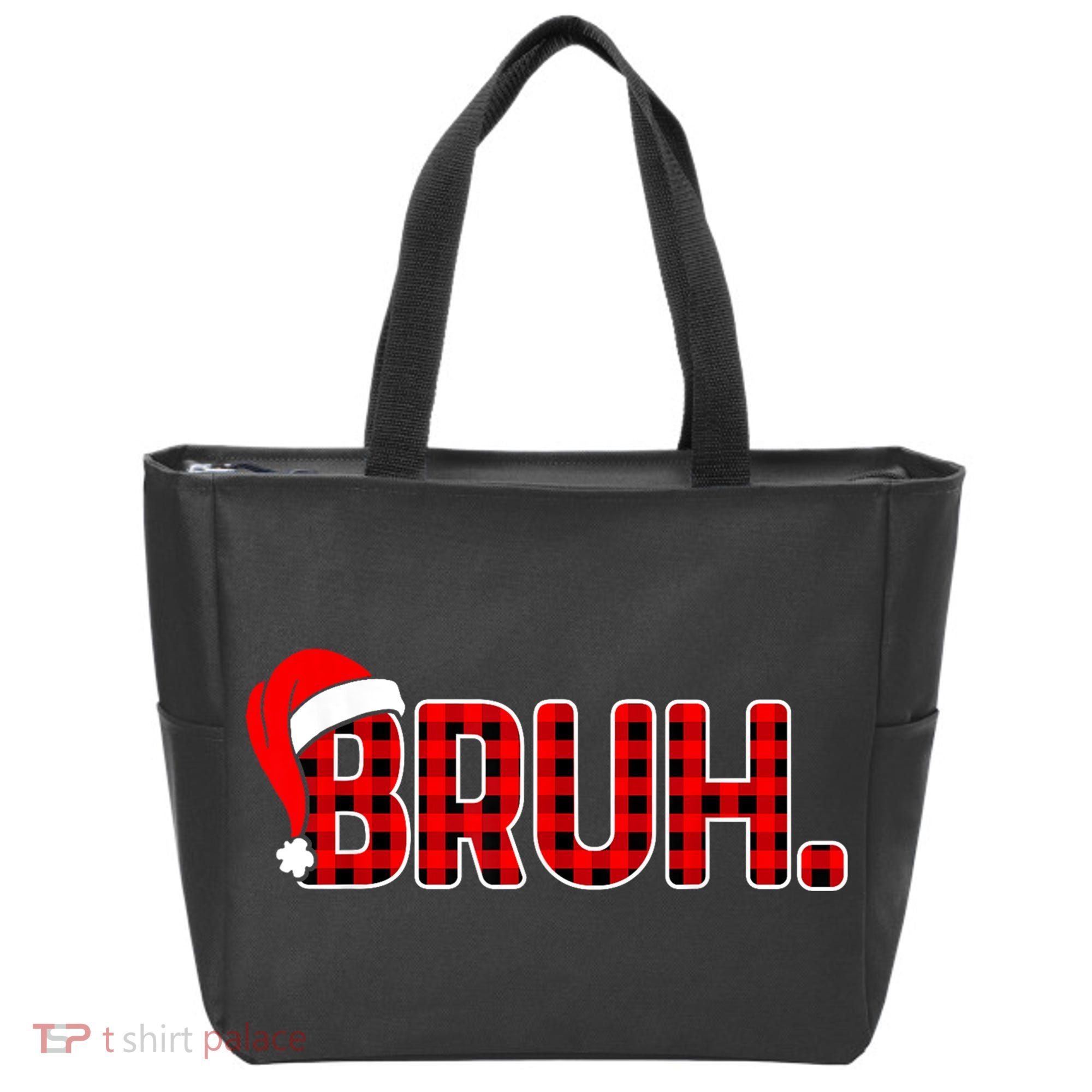 Bruh Funny Christmas Plaid Teens Xmas Pajamas Tote Bag