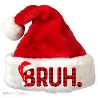 Bruh Funny Christmas Plaid Teens Xmas Pajamas Santa Hat thumb 0