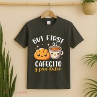 But First Cafecito Y Pan Dulce Concha Mexican Coffee Lover T-Shirt thumb 2