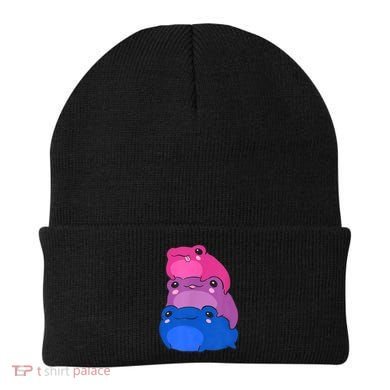 Bisexual Flag Color Frogs Subtle Bi Pride LGBTQ Aesthetic Beanie