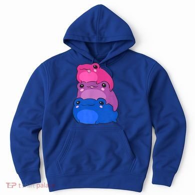 Bisexual Flag Color Frogs Subtle Bi Pride LGBTQ Aesthetic Hoodie