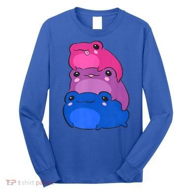 Bisexual Flag Color Frogs Subtle Bi Pride LGBTQ Aesthetic Long Sleeve Shirt