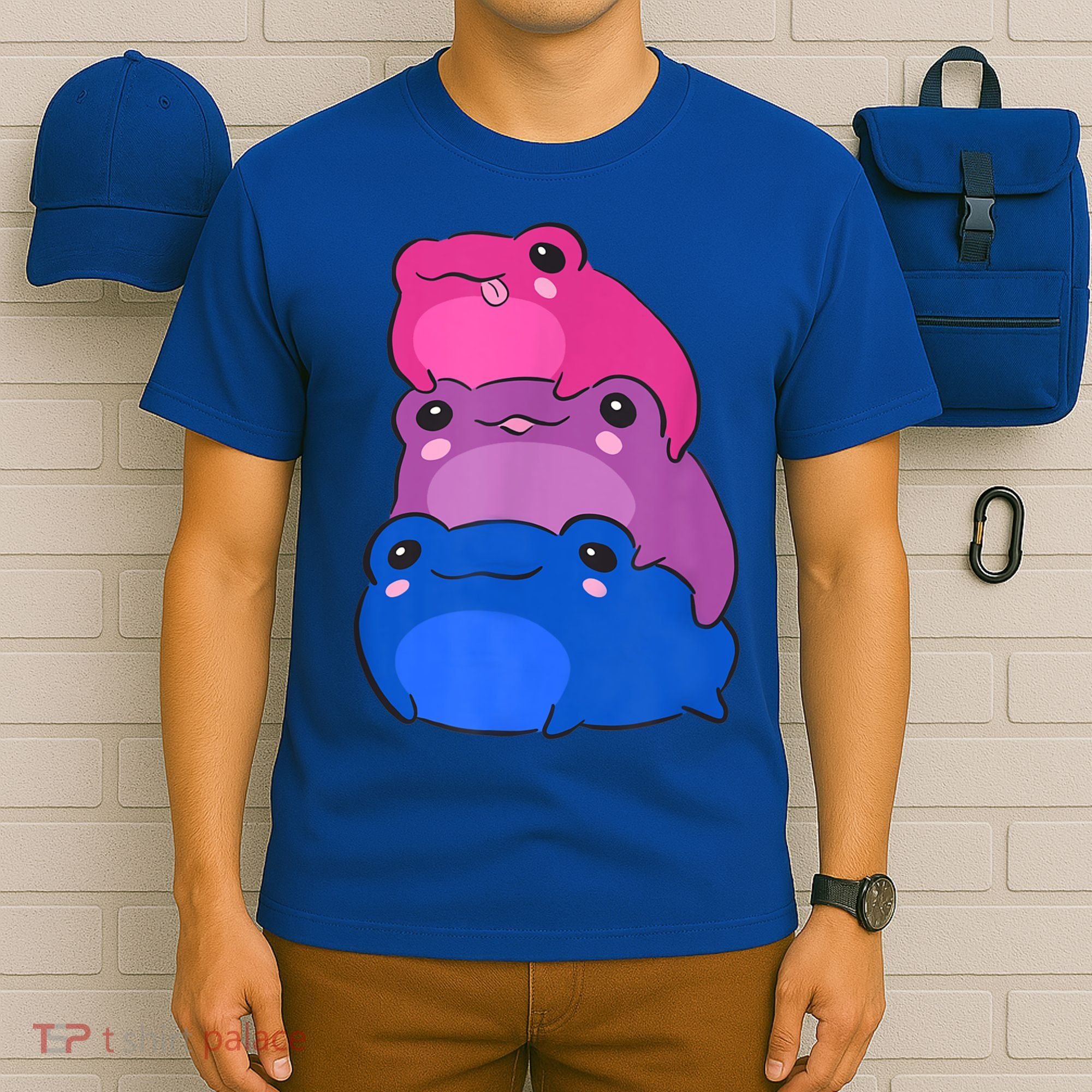 Bisexual Flag Color Frogs Subtle Bi Pride LGBTQ Aesthetic T-Shirt