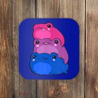 Bisexual Flag Color Frogs Subtle Bi Pride LGBTQ Aesthetic Coaster