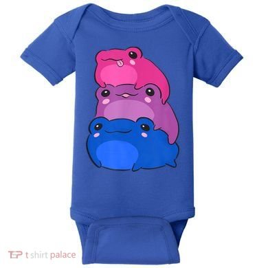 Bisexual Flag Color Frogs Subtle Bi Pride LGBTQ Aesthetic Baby Bodysuit