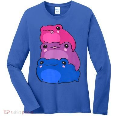Bisexual Flag Color Frogs Subtle Bi Pride LGBTQ Aesthetic Women's Long Sleeve Shirt