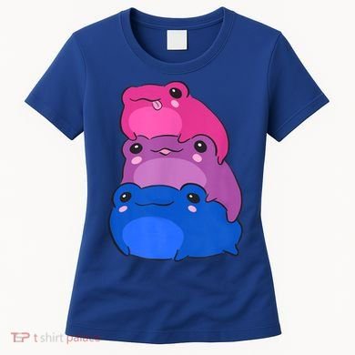 Bisexual Flag Color Frogs Subtle Bi Pride LGBTQ Aesthetic Women's T-Shirt