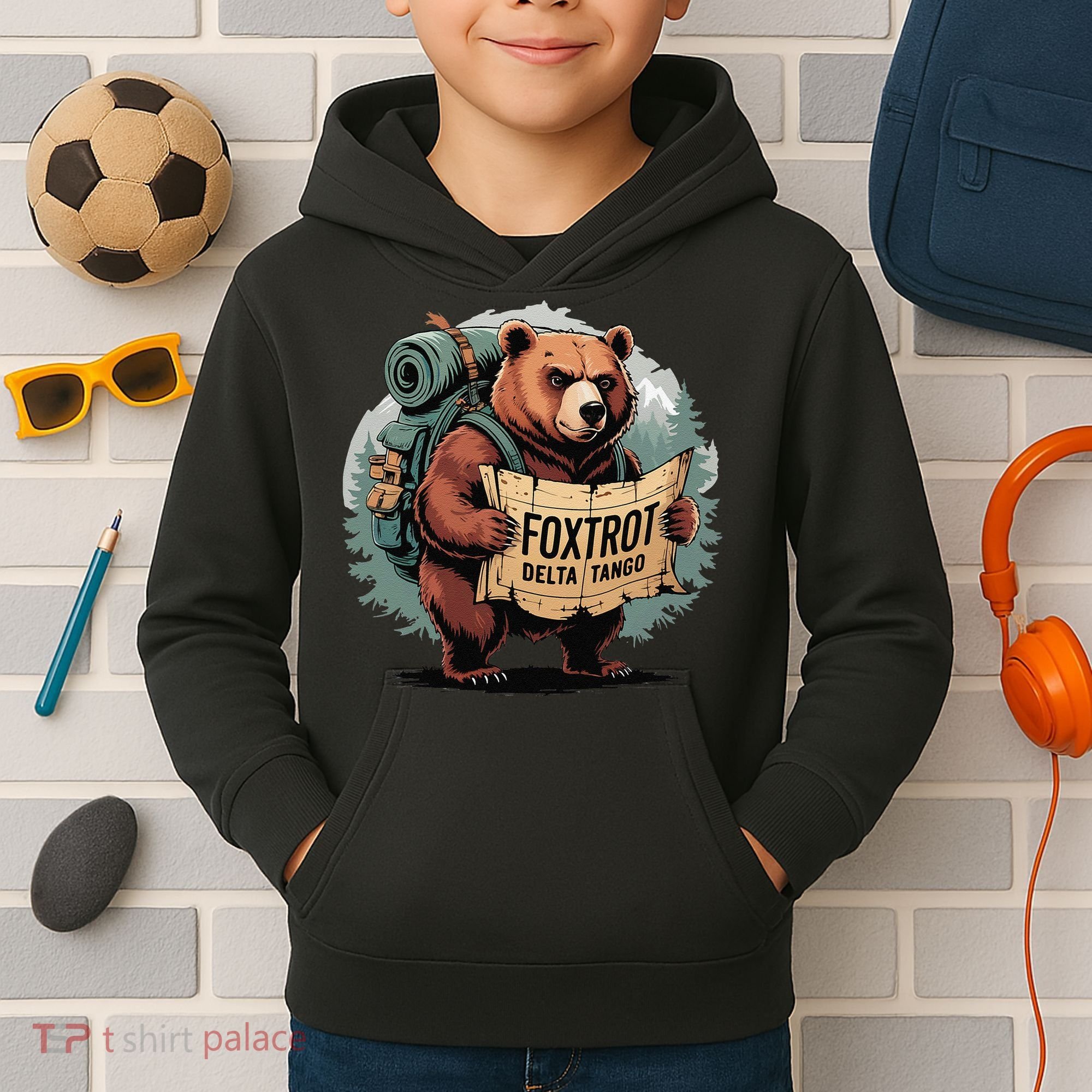 Bear Foxtrots Deltas Tangos Funny Bear Foxtrots Deltas Kids Hoodie