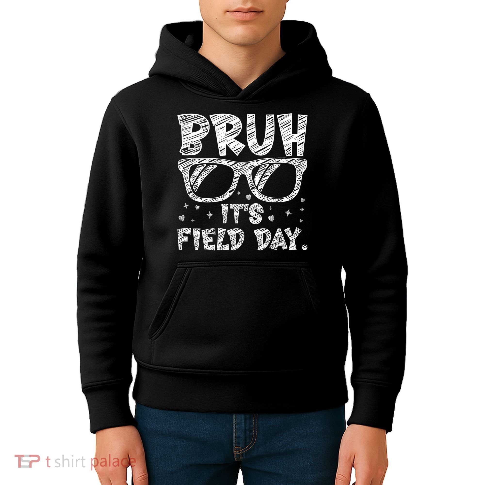 Bruh Field Day Teacher Happy Field Day Sunglasses Kids Hoodie