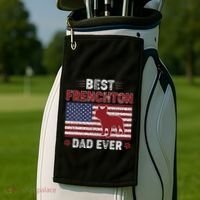 Best Frenchton Dad Ever American Flag Dog Dad Golf Towel thumb 2