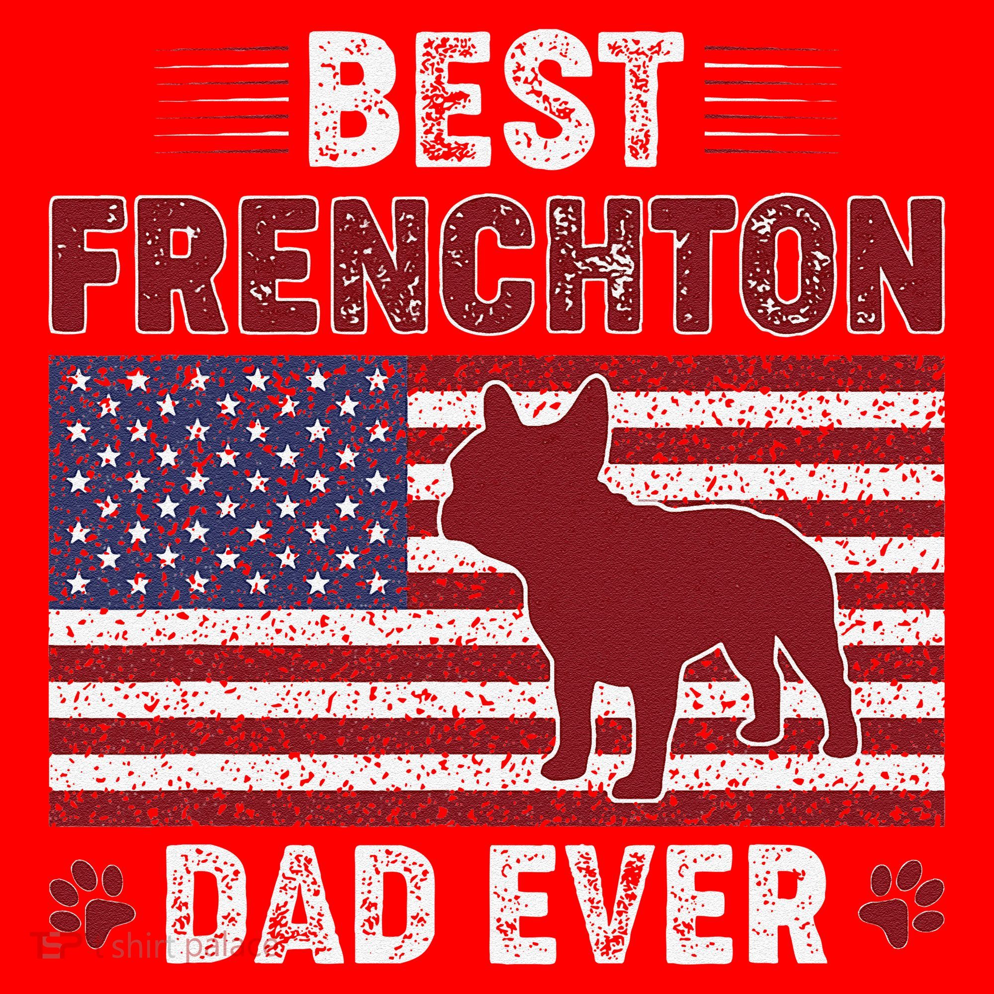 Best Frenchton Dad Ever American Flag Dog Dad Santa Hat