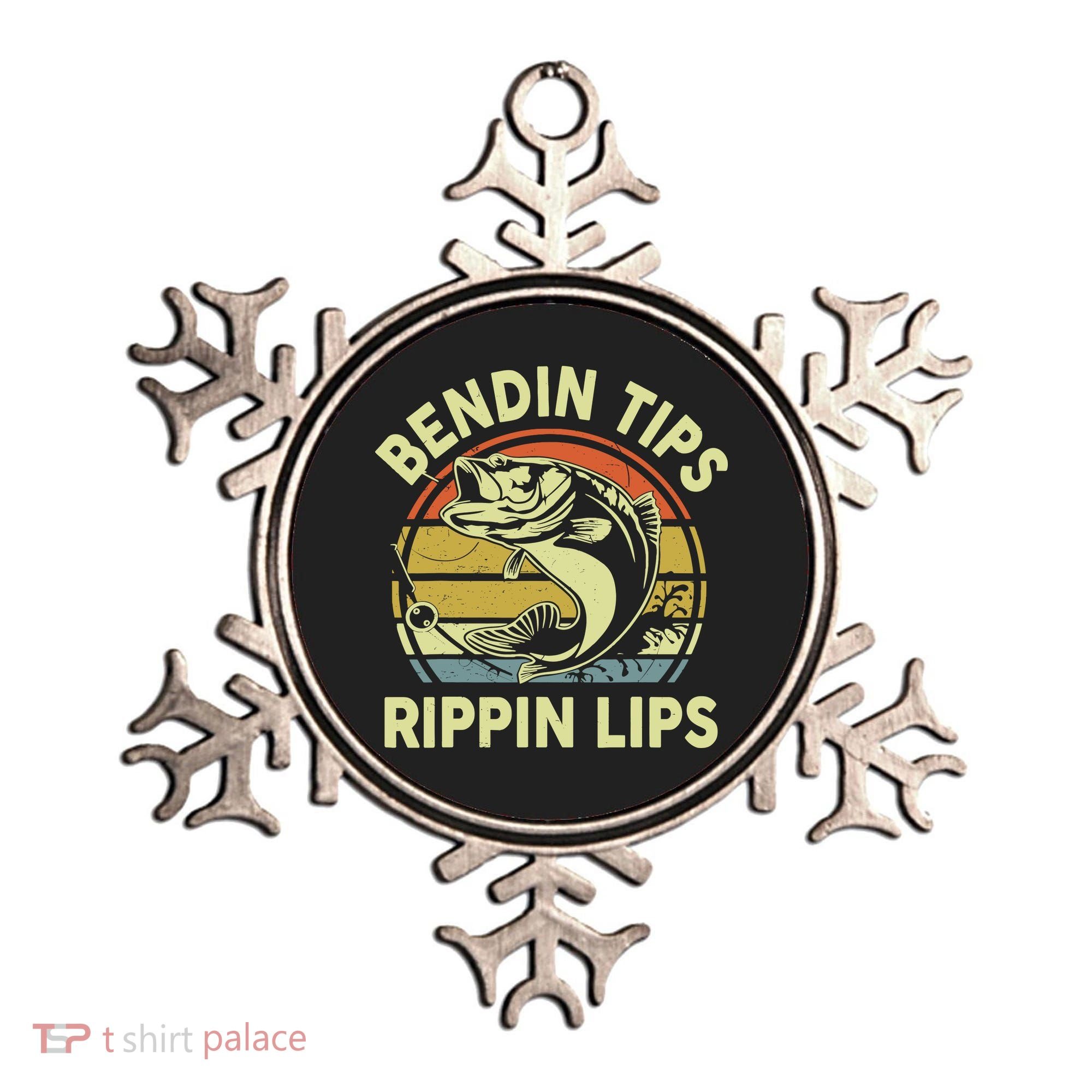 Bass Fish Dad Bendin Tips Rippin Lips Funny Papa Fishing Ornament