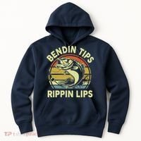 Bass Fish Dad Bendin Tips Rippin Lips Funny Papa Fishing Hoodie thumb 0
