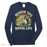 Bass Fish Dad Bendin Tips Rippin Lips Funny Papa Fishing Long Sleeve Shirt thumb 0