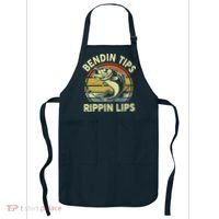 Bass Fish Dad Bendin Tips Rippin Lips Funny Papa Fishing Apron thumb 0
