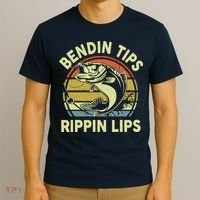 Bass Fish Dad Bendin Tips Rippin Lips Funny Papa Fishing T-Shirt thumb 3