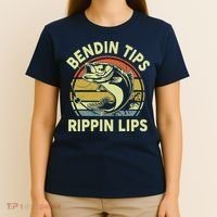 Bass Fish Dad Bendin Tips Rippin Lips Funny Papa Fishing T-Shirt thumb 4