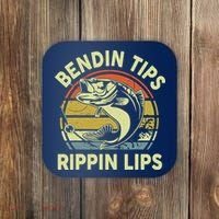 Bass Fish Dad Bendin Tips Rippin Lips Funny Papa Fishing Coaster thumb 0