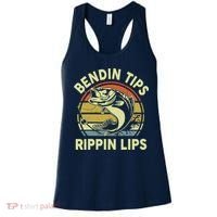 Bass Fish Dad Bendin Tips Rippin Lips Funny Papa Fishing Women's Tank Top thumb 0