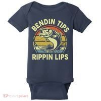 Bass Fish Dad Bendin Tips Rippin Lips Funny Papa Fishing Baby Bodysuit thumb 0