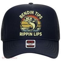 Bass Fish Dad Bendin Tips Rippin Lips Funny Papa Fishing Hat thumb 0