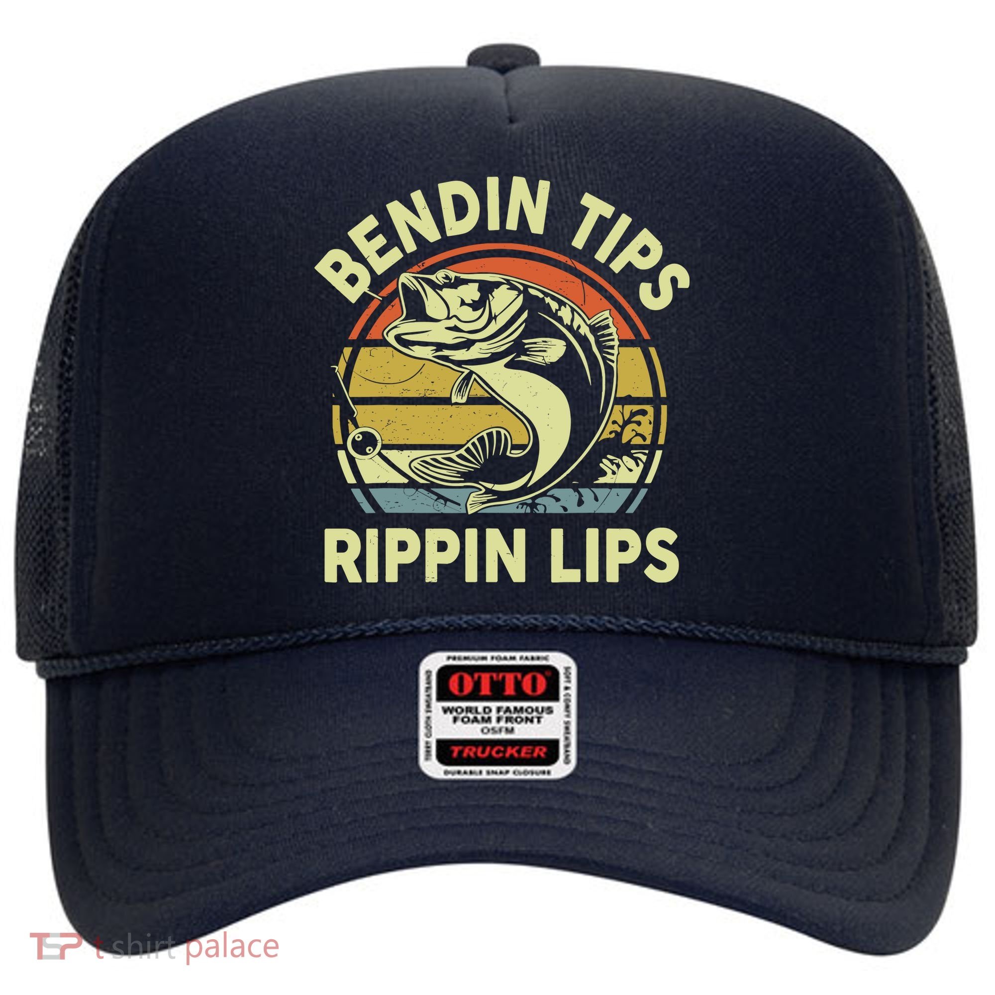 Bass Fish Dad Bendin Tips Rippin Lips Funny Papa Fishing Hat