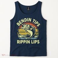 Bass Fish Dad Bendin Tips Rippin Lips Funny Papa Fishing Tank Top thumb 2
