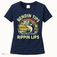 Bass Fish Dad Bendin Tips Rippin Lips Funny Papa Fishing Women's T-Shirt thumb 0