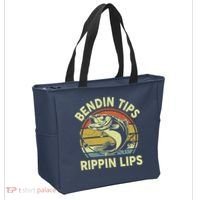 Bass Fish Dad Bendin Tips Rippin Lips Funny Papa Fishing Tote Bag thumb 2